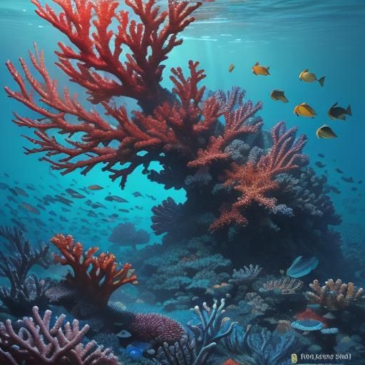 Vibrant Coral Reef in Hyperrealistic Splash Art