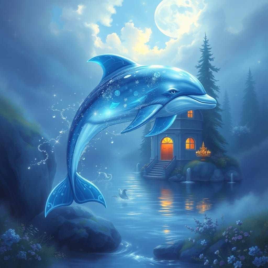 Sapphire Dolphin in Enchanted Mist