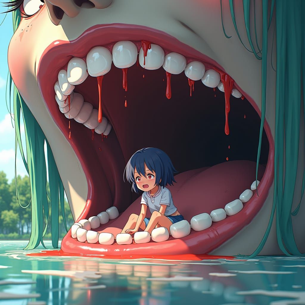 Giant Anime Girl Devours Tiny Girl in Vivid, 8K Resolution A...