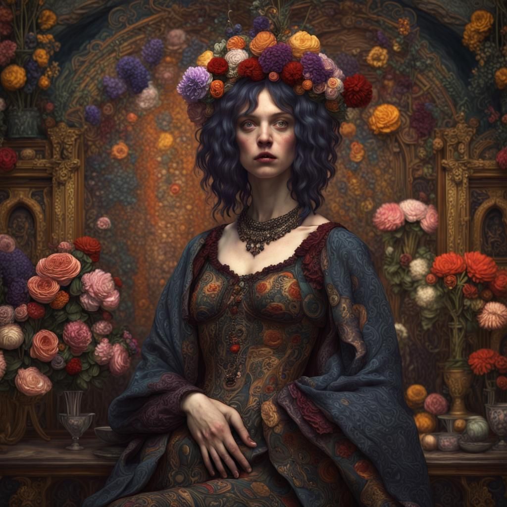 Gothic Mother: Psychedelic Art, Detailed Matte Painting