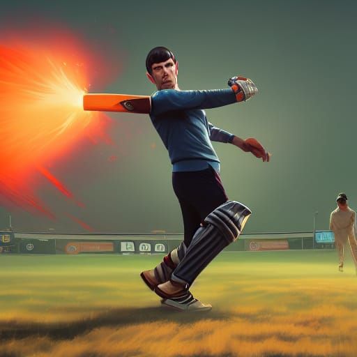 Mr. Spock Plays Cricket: Hyperdetailed Concept Art