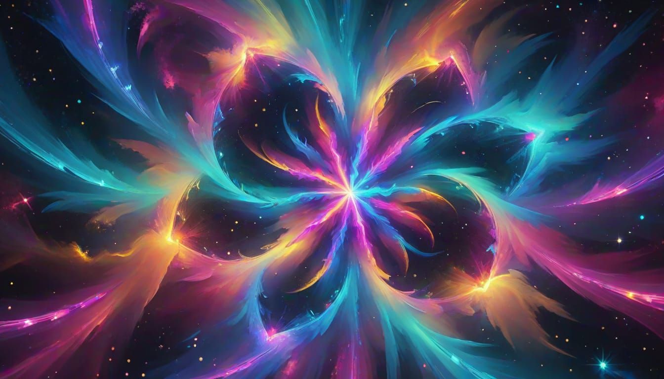 Magnetic Nebula with Translucent Star in Vibrant Oil Paintin...