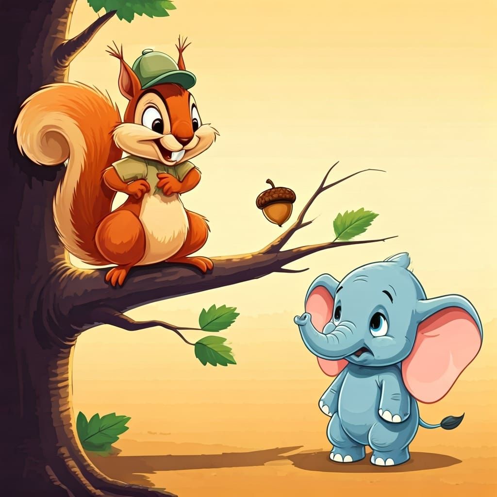 Squirrel Prankster: A Hand-Drawn Cartoon Adventure