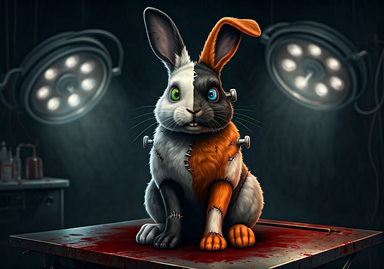 Frankenstein's Undead Rabbit on Operating Table
