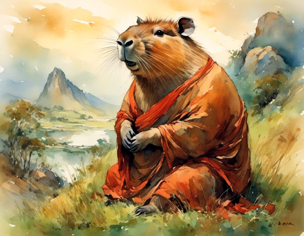 capybara buddha in robes