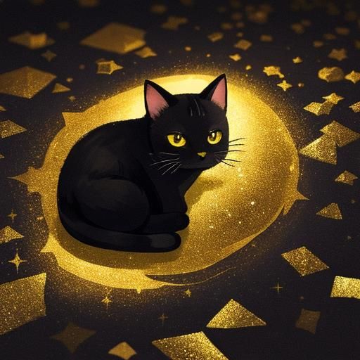 Glittering Shadow Cat: Hyperrealistic Digital Art