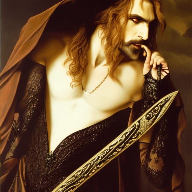 Dramatic Vampire Portrait in Gothic Horror Style