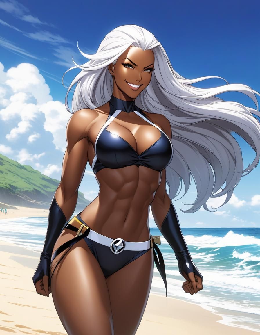 Storm on the Beach in Anime Style