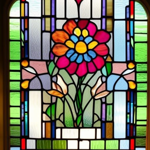 Floral Stained Glass Window Art