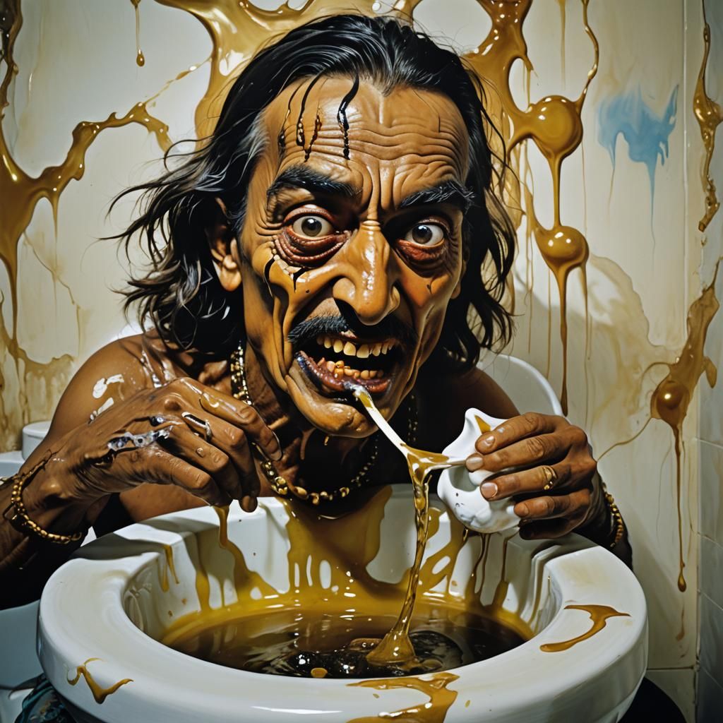 Surreal Eating Scene in Vibrant Colors