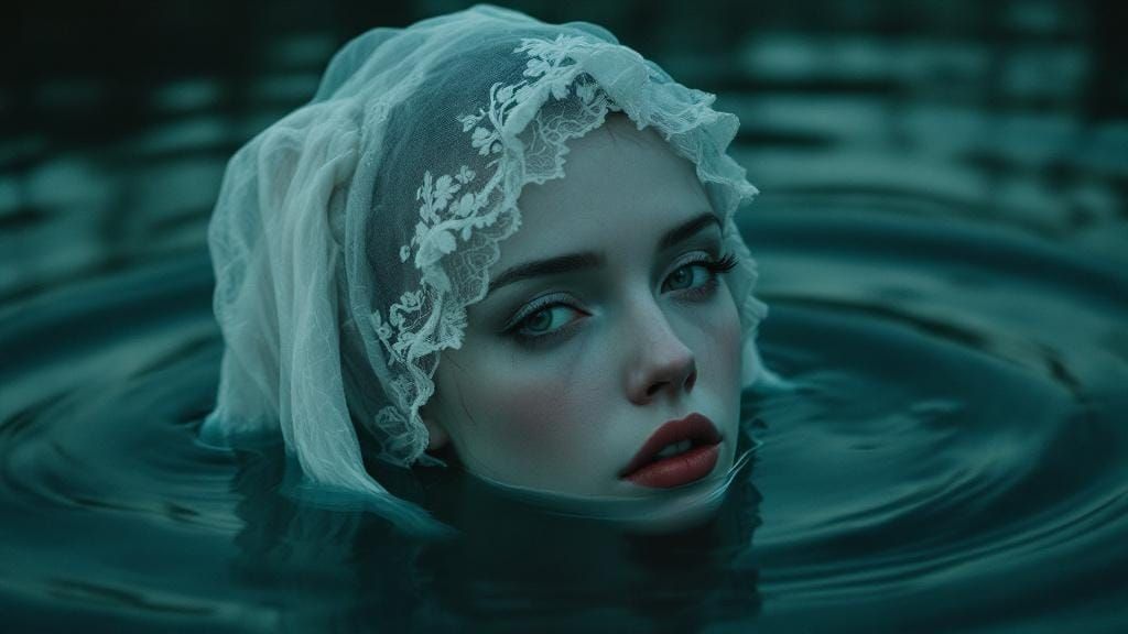 Ethereal Woman in Lake: Cinematic Dreamscape