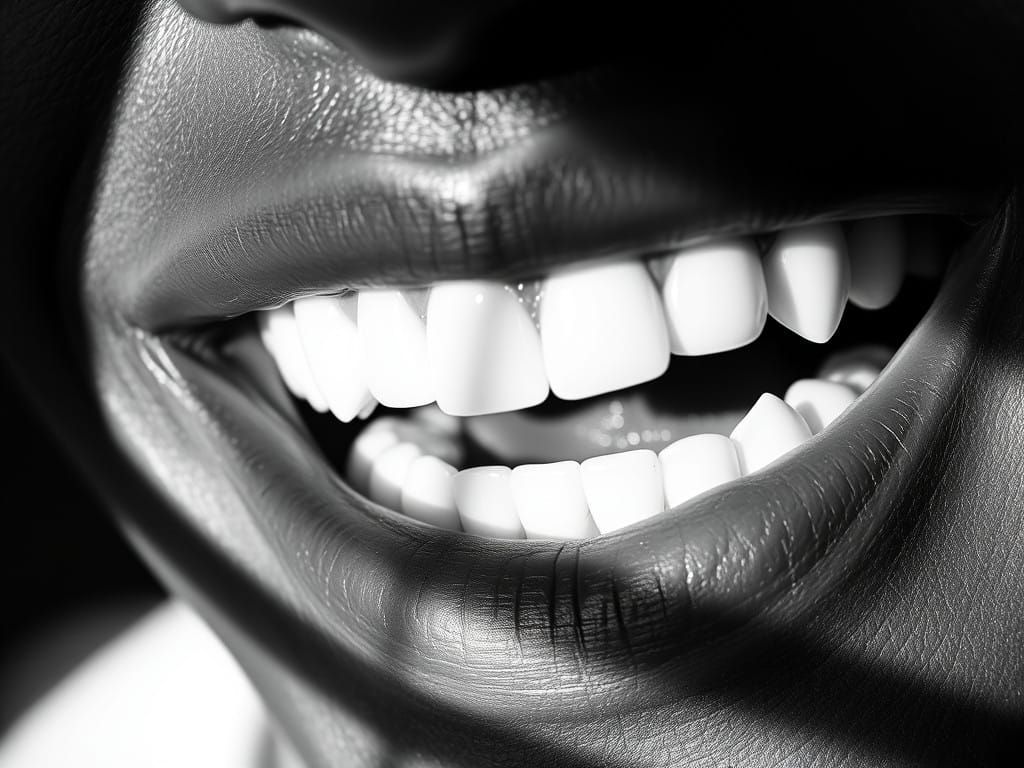Dazzling Close-Up Smile in Dark Skin Tone