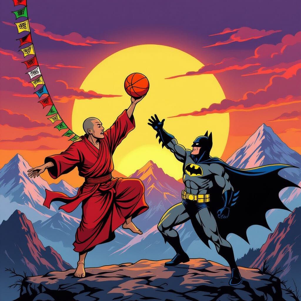Tibetan Monk Slams Dunk on Batman at Sunset