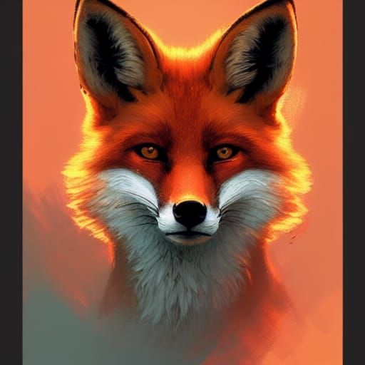 Detailed Fox Portrait in Art Nouveau Style