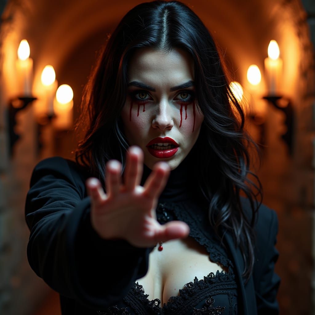 Gothic Vampire Reaching Out in Dark Fantasy Style
