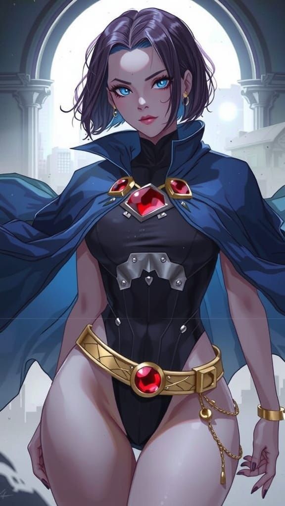 Mysterious Comic Book Superheroine Stands Heroically at Dusk