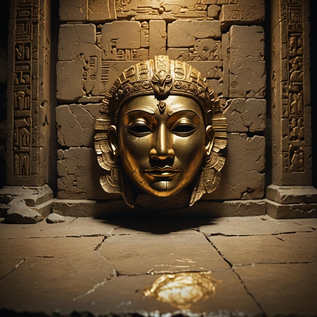 Golden Mask Concept Art in Ancient Temple