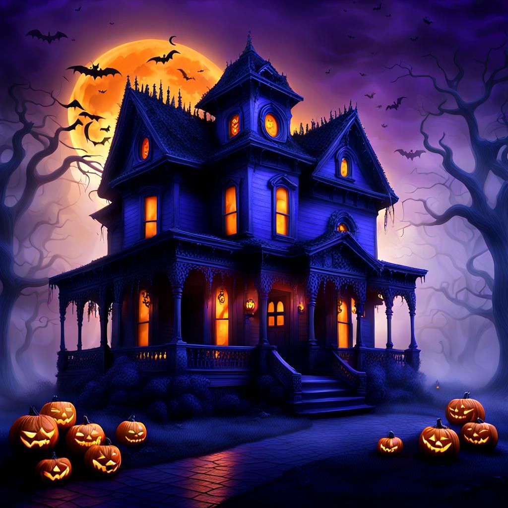 Halloween Haunted House in Dark Fantasy Style