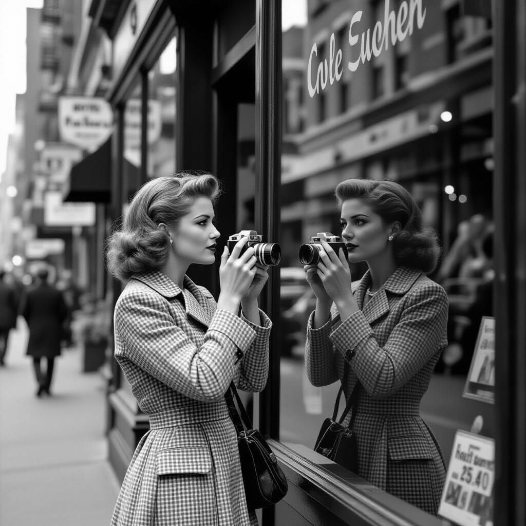 Woman Taking Self-Portrait in 1950s New York