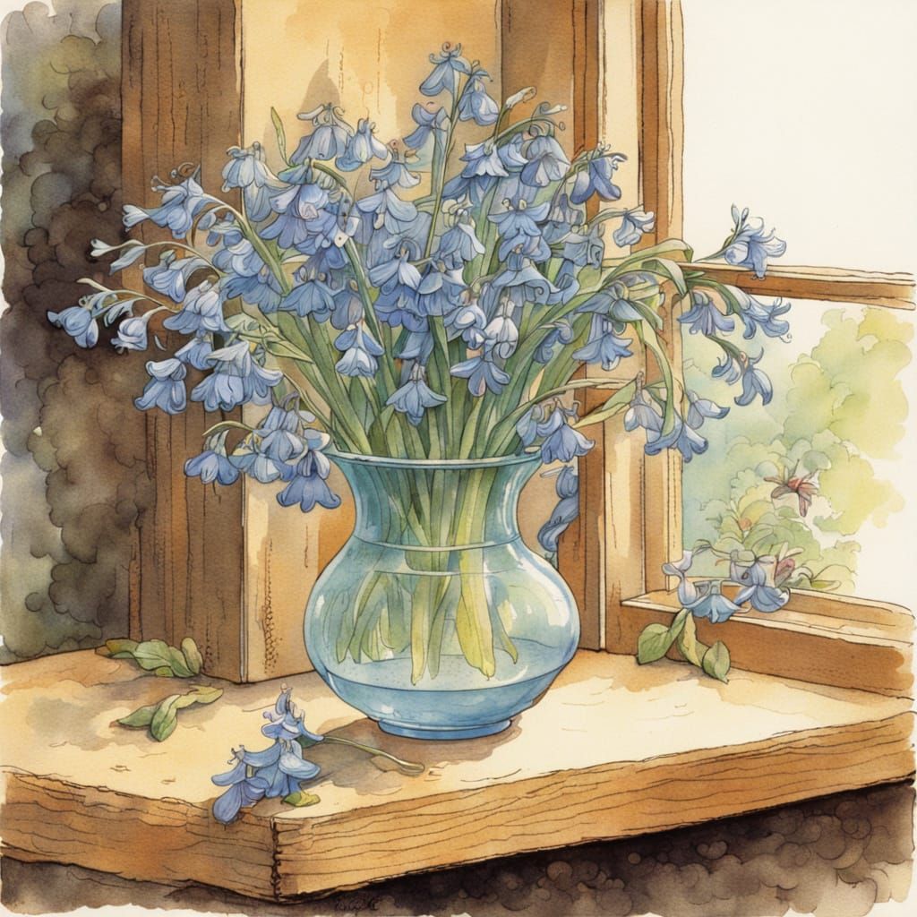 Vibrant Bluebells in a Delicate Vase