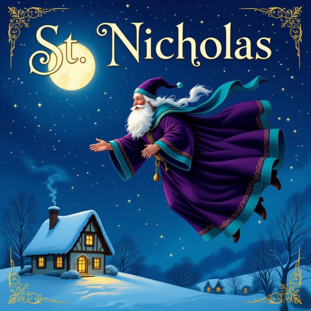 Early St. Nicholas Soars Over Night Sky