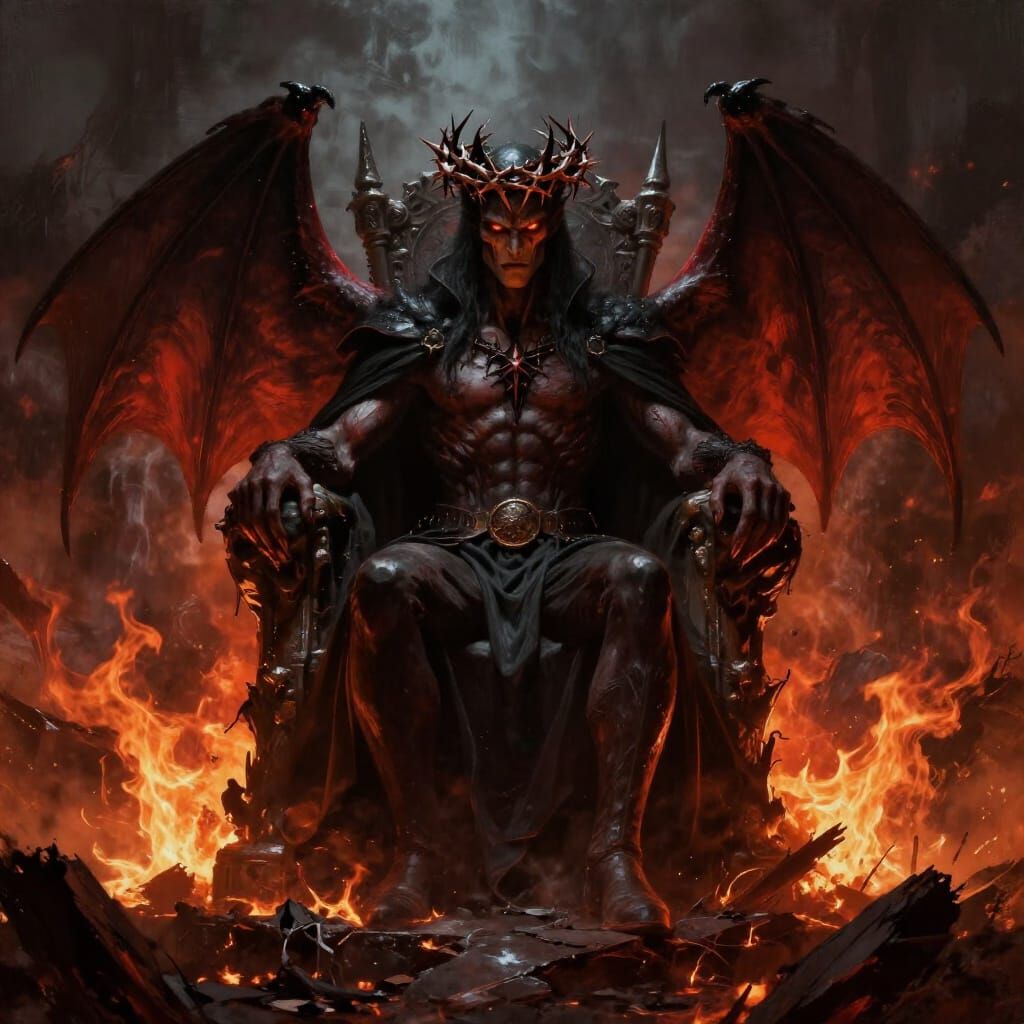 Hell Prince with Fiery Eyes and Crown of Thorns