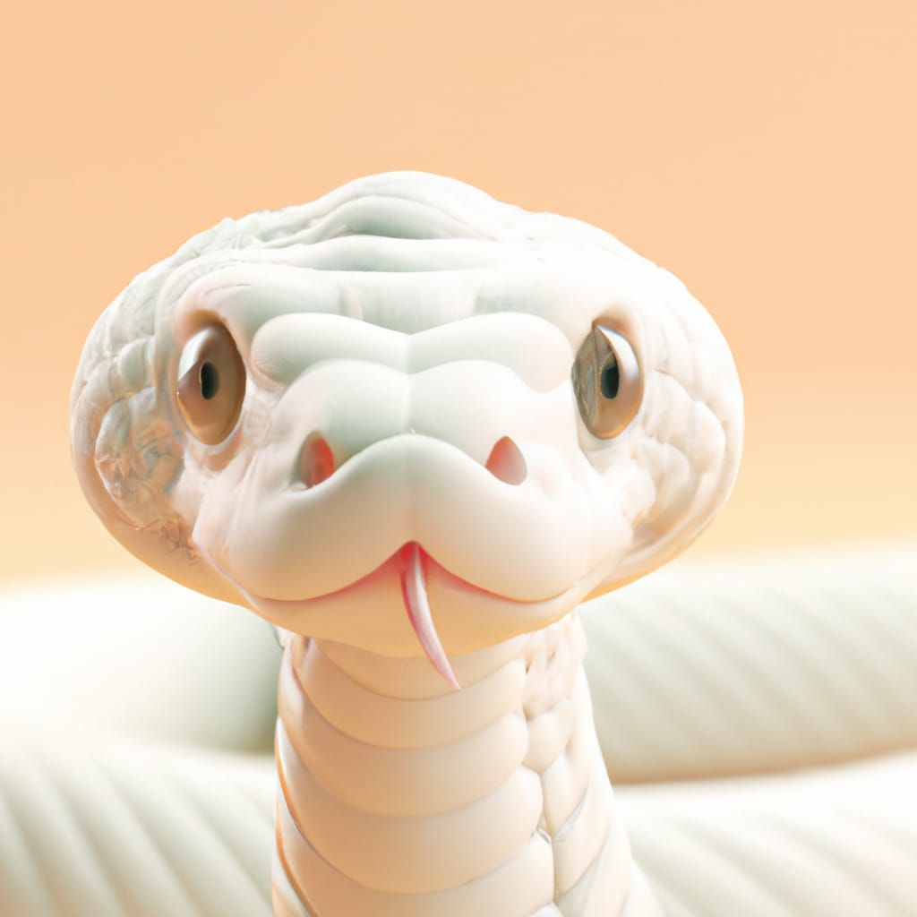 Adorable Chibi White Snake Digital Illustration