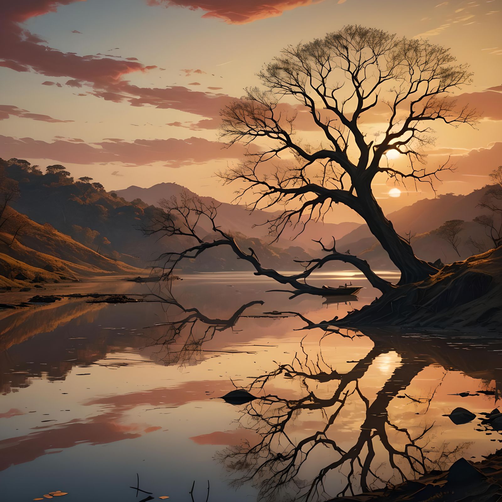 Vibrant Sunset Over Orinoco River in Matte Painting