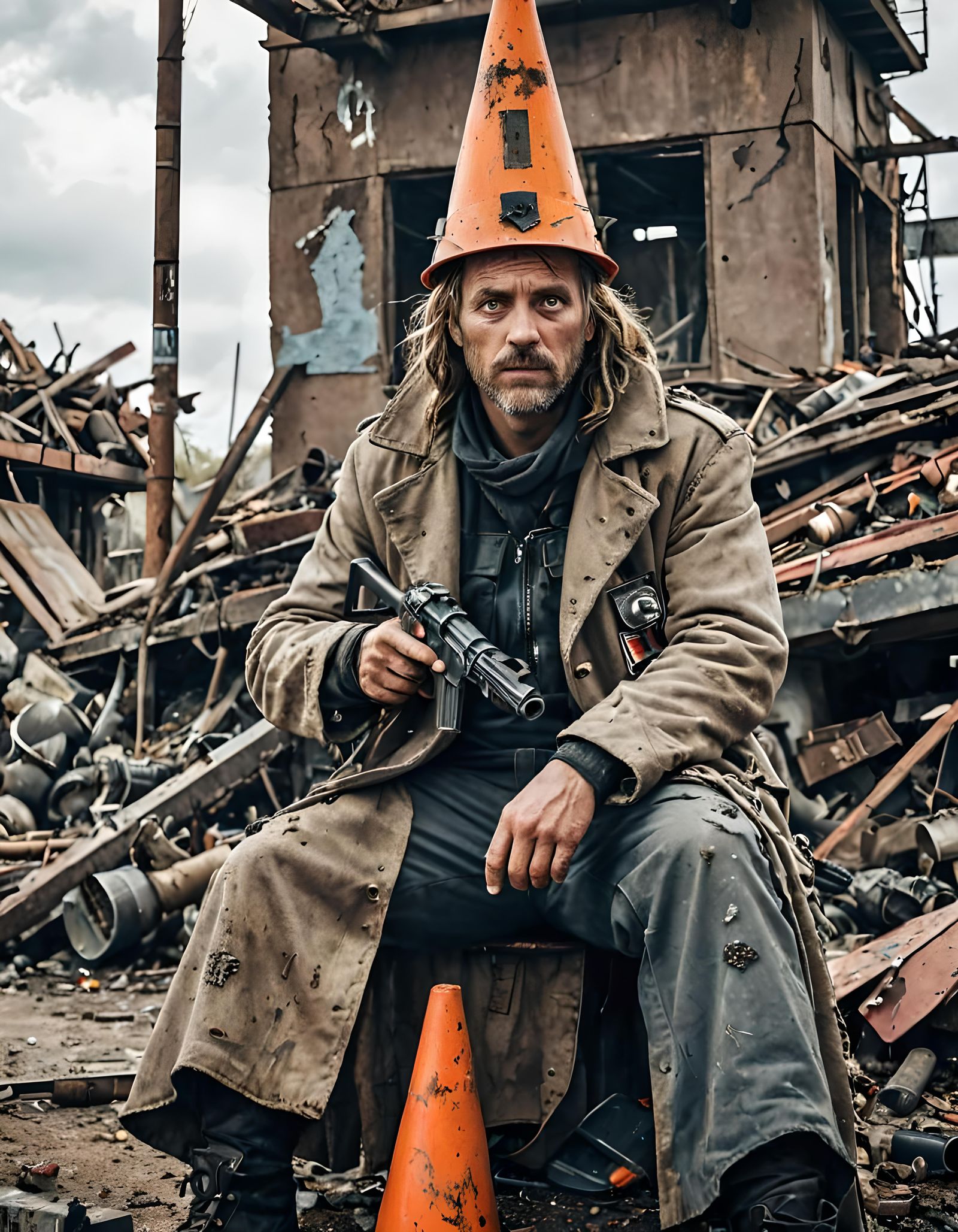 Post-Apocalyptic King of the Junkyard Portrait