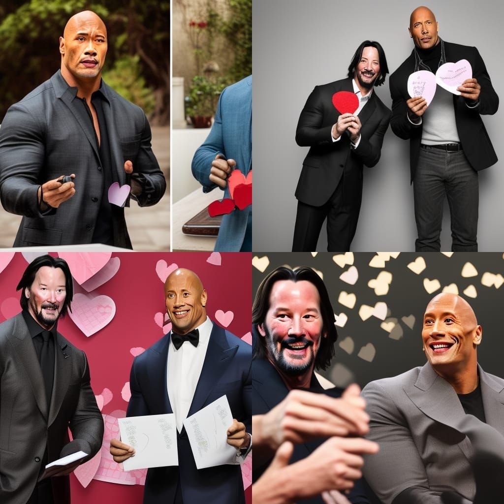 Keanu and Dwayne Exchange Valentine's in Photo