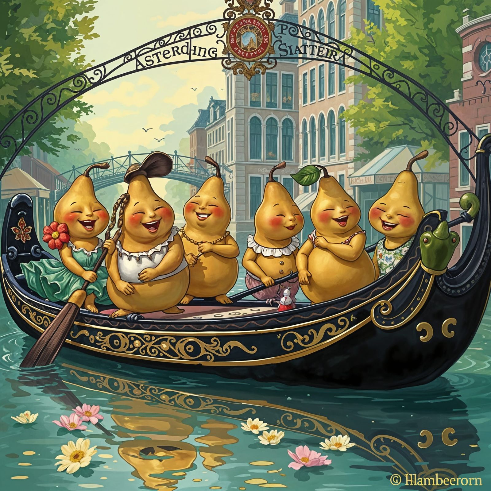 Anthropomorphic Pears Enjoy Summer in Amsterdam