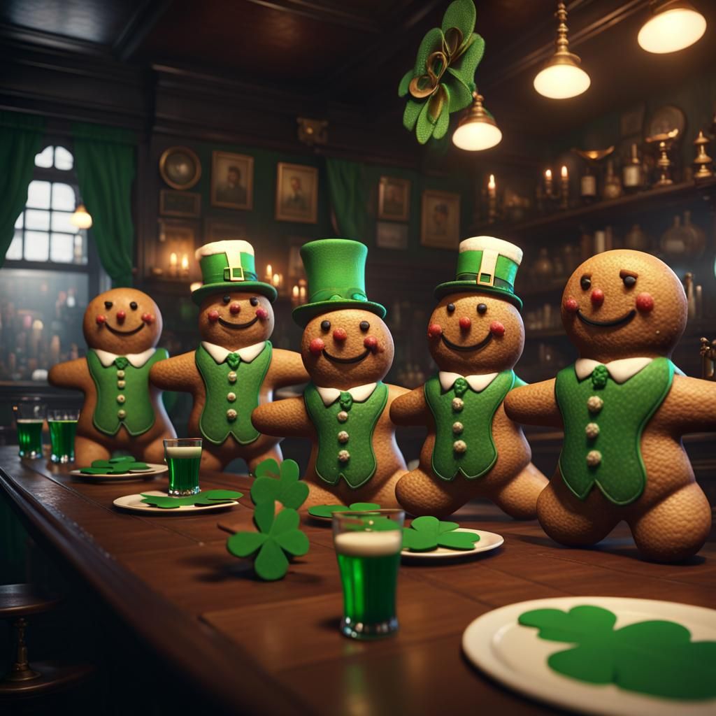 Victorian Gingerbread Men Celebrate St. Patrick's Day