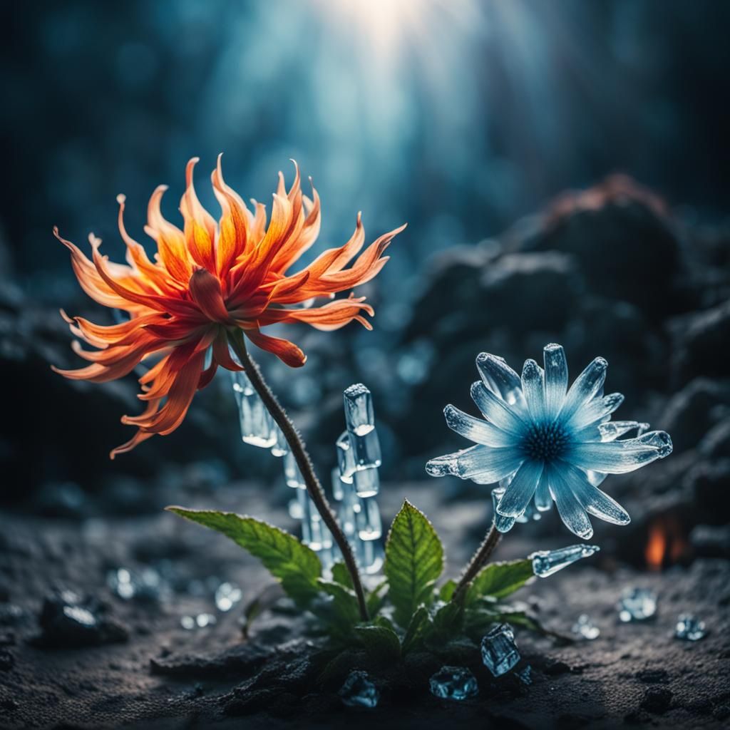 Enchanted Fire Stem and Ice Petal Flower