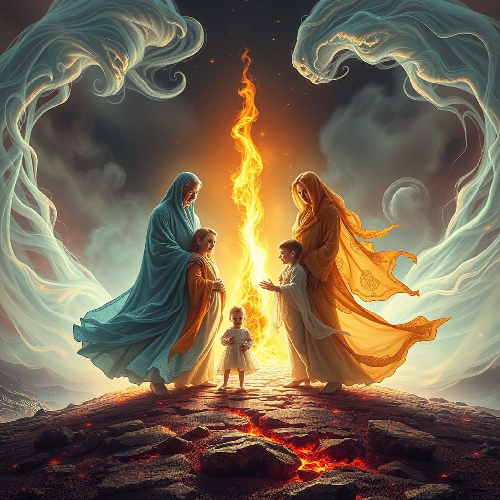Cosmic Family Embodied: Ethereal Winds and Fiery Core
