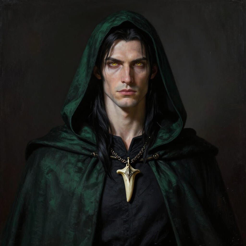 Noble Elf Warrior with Black Hair and Yellow Eyes