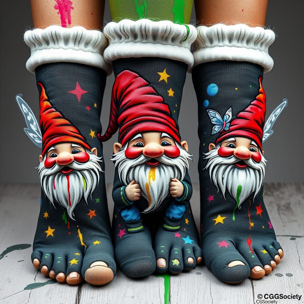 Dwarfs' Embroidered Socks in Graffiti Street Art Style