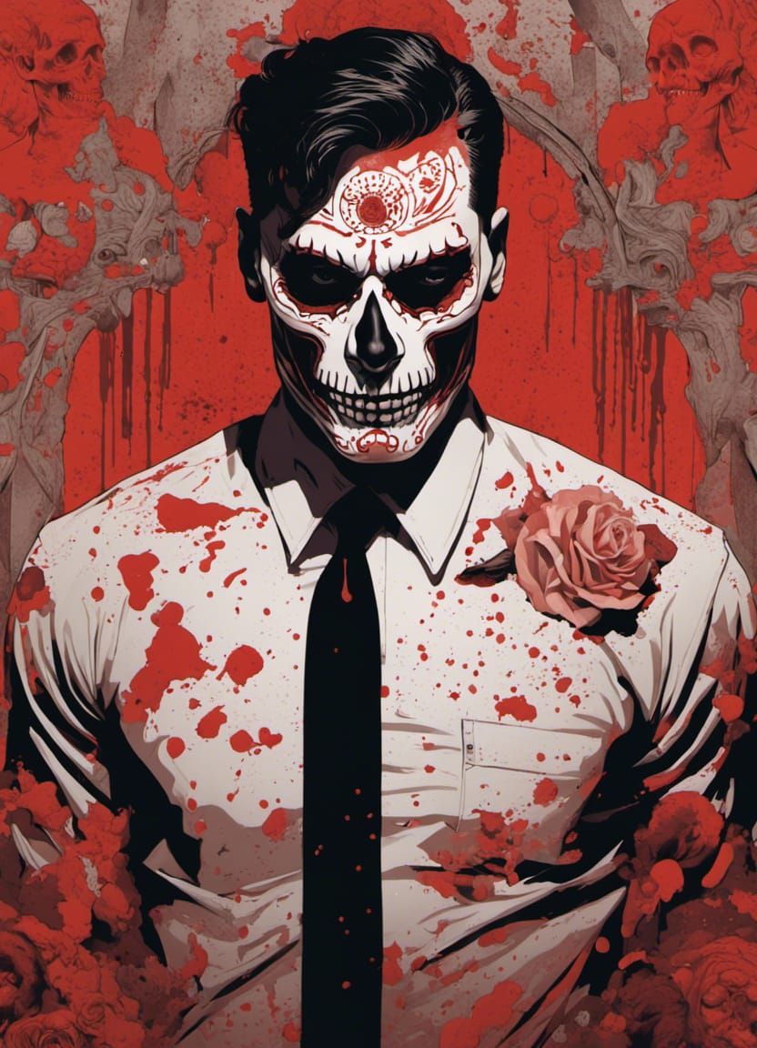 Day of the Dead Zombie Portrait in Splatterpunk Style