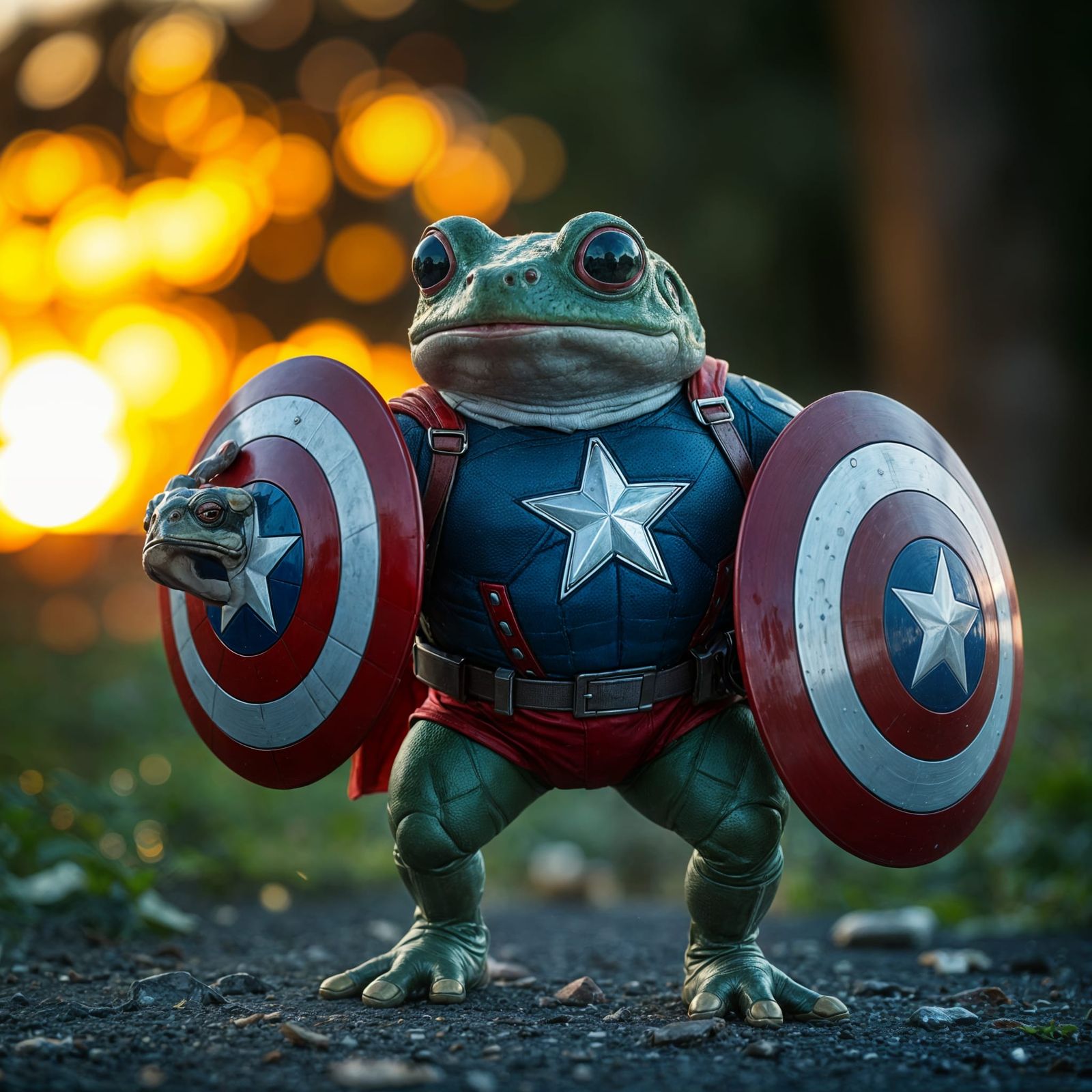 Bullfrog Captain America in Heroic Stance