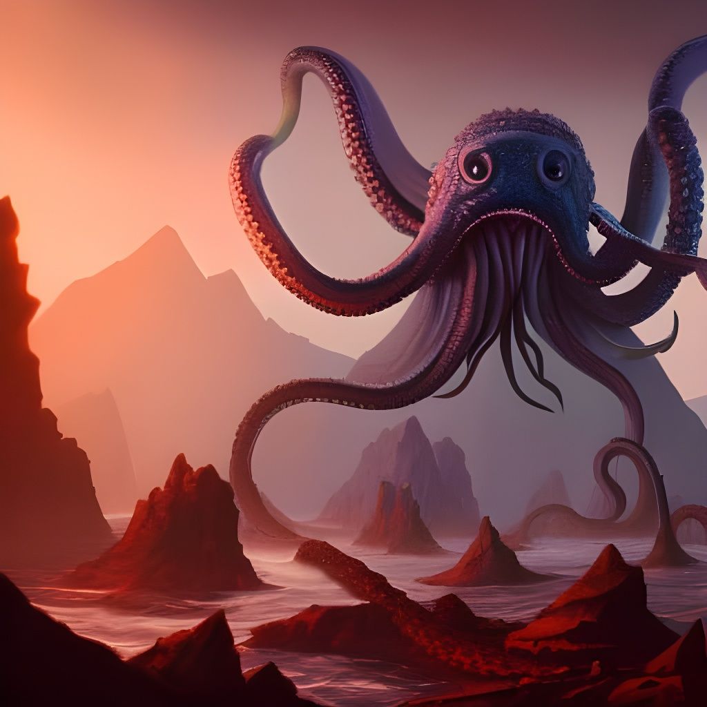 Gigantic Kraken in Detailed Matte Painting