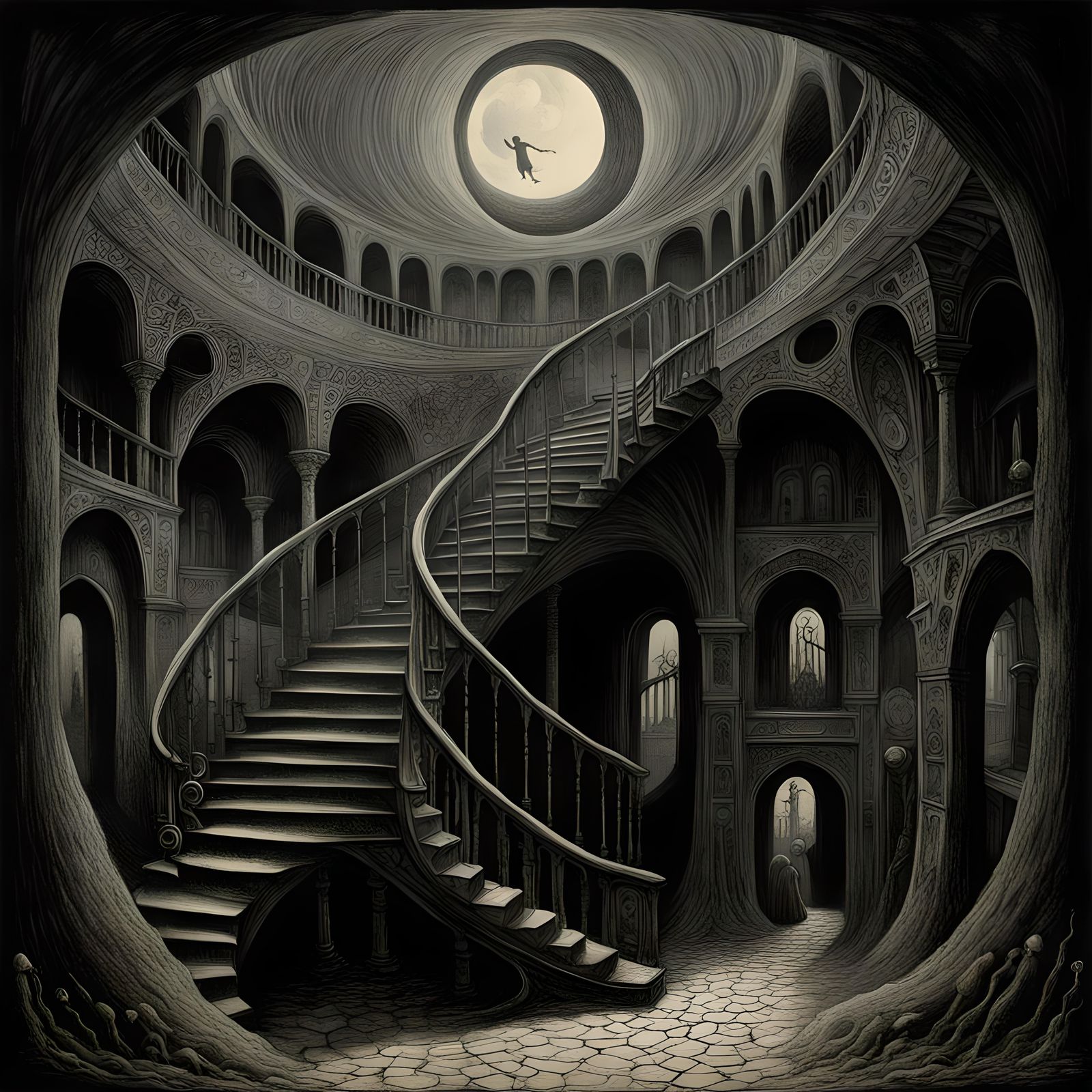 Surreal Spiral Staircase to a Parallel World