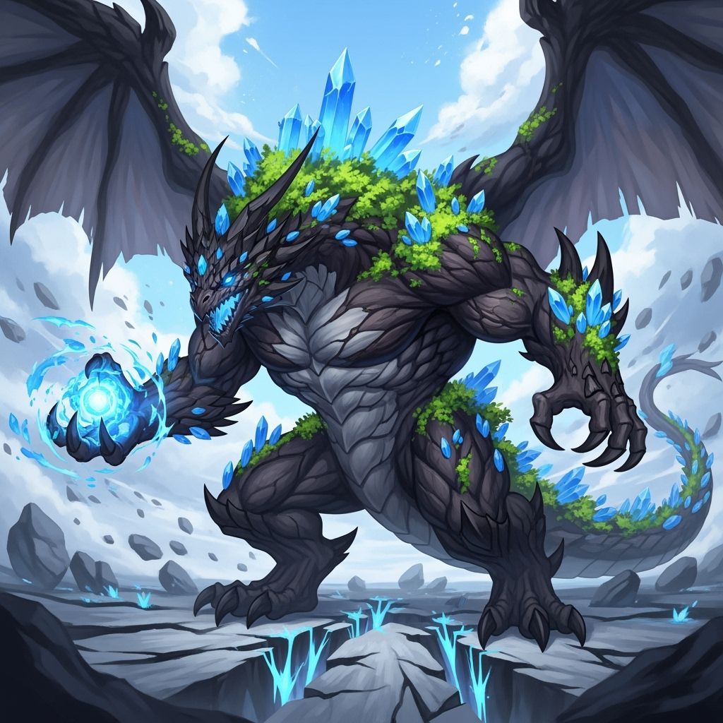 Massive Earth Dragon in 3D Anime Art Style