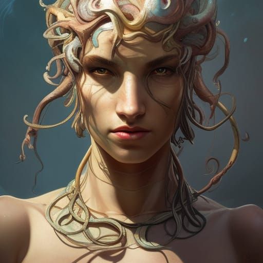 Gorgon Portrait in Art Nouveau Style