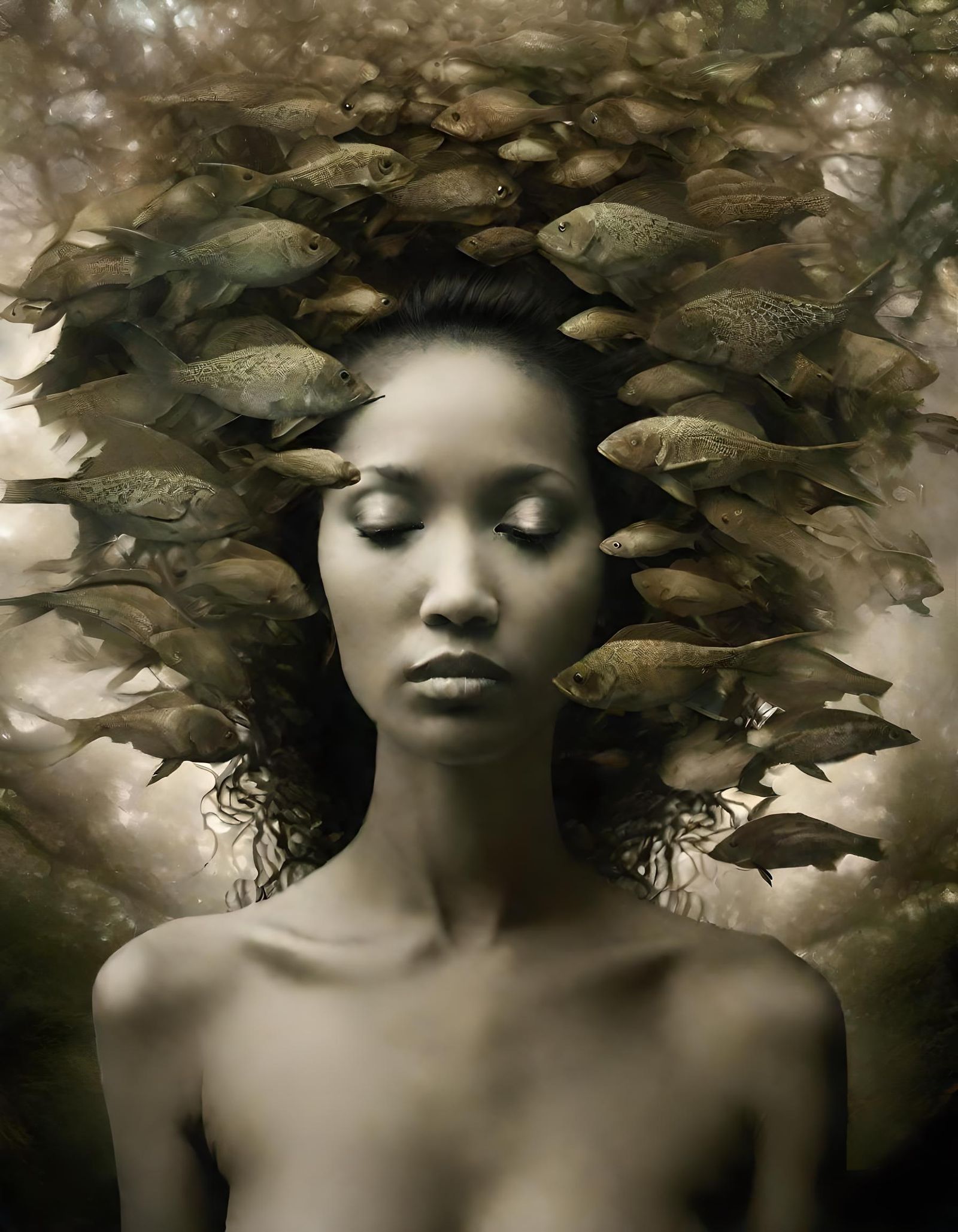 Surreal Montage of Woman's Mind