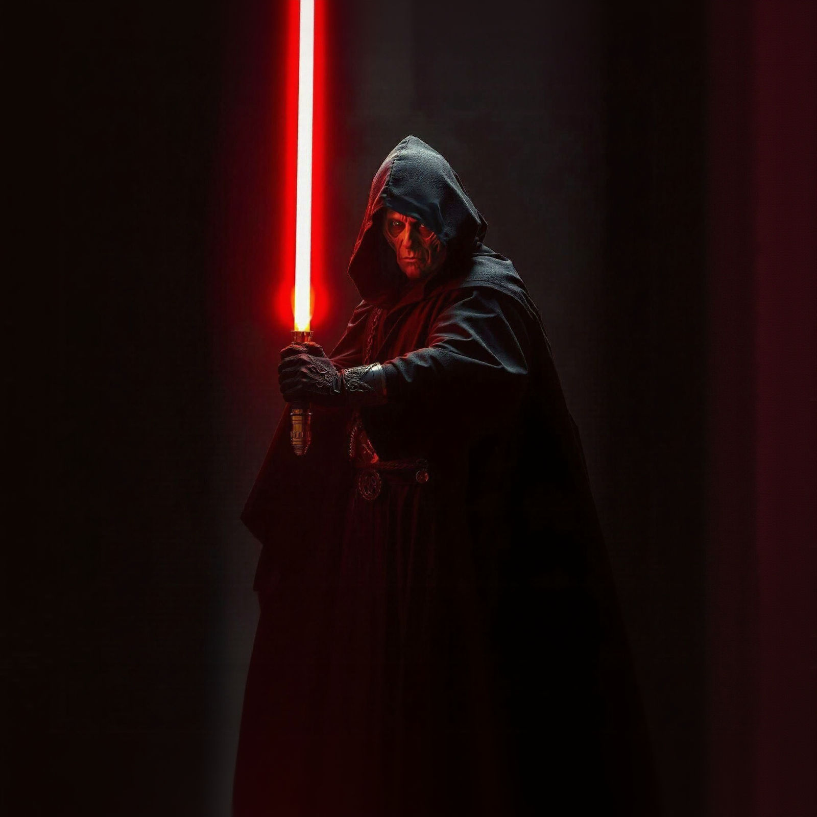 Esoteric Sith Lord with Lightsaber: Cinematic Still