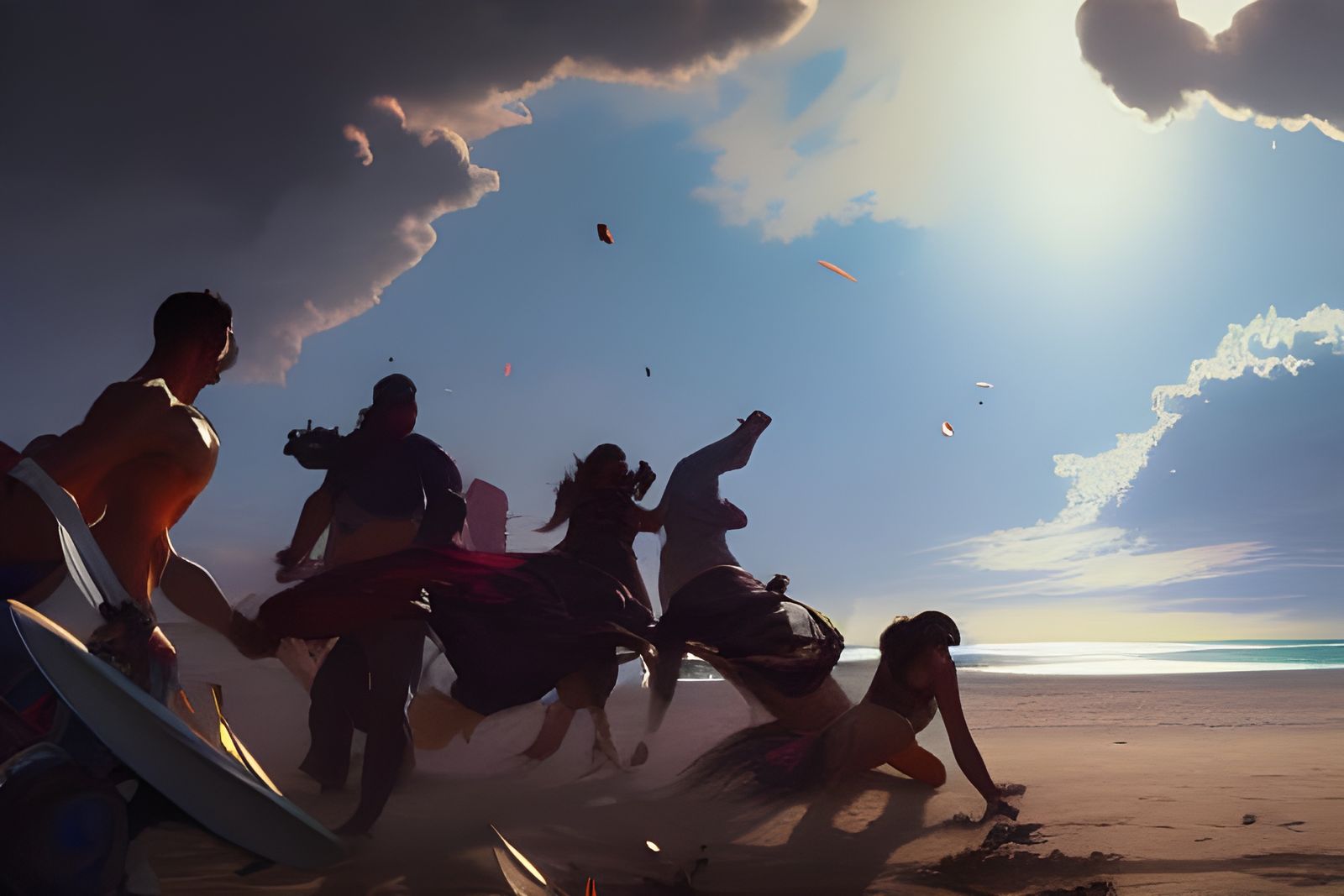 Epic Beach Melee in Oil Painting Style