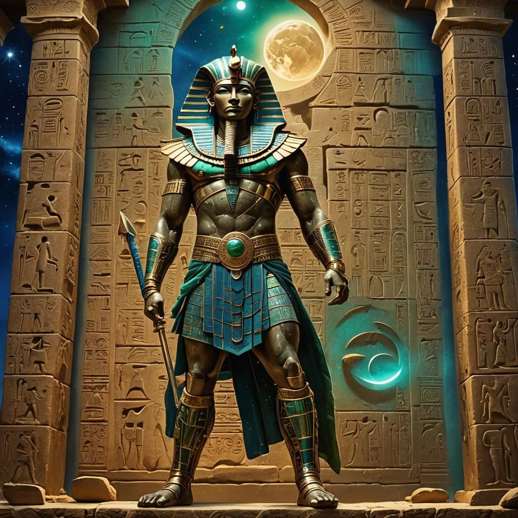 Amazonian Warrior in Ancient Egyptian Temple