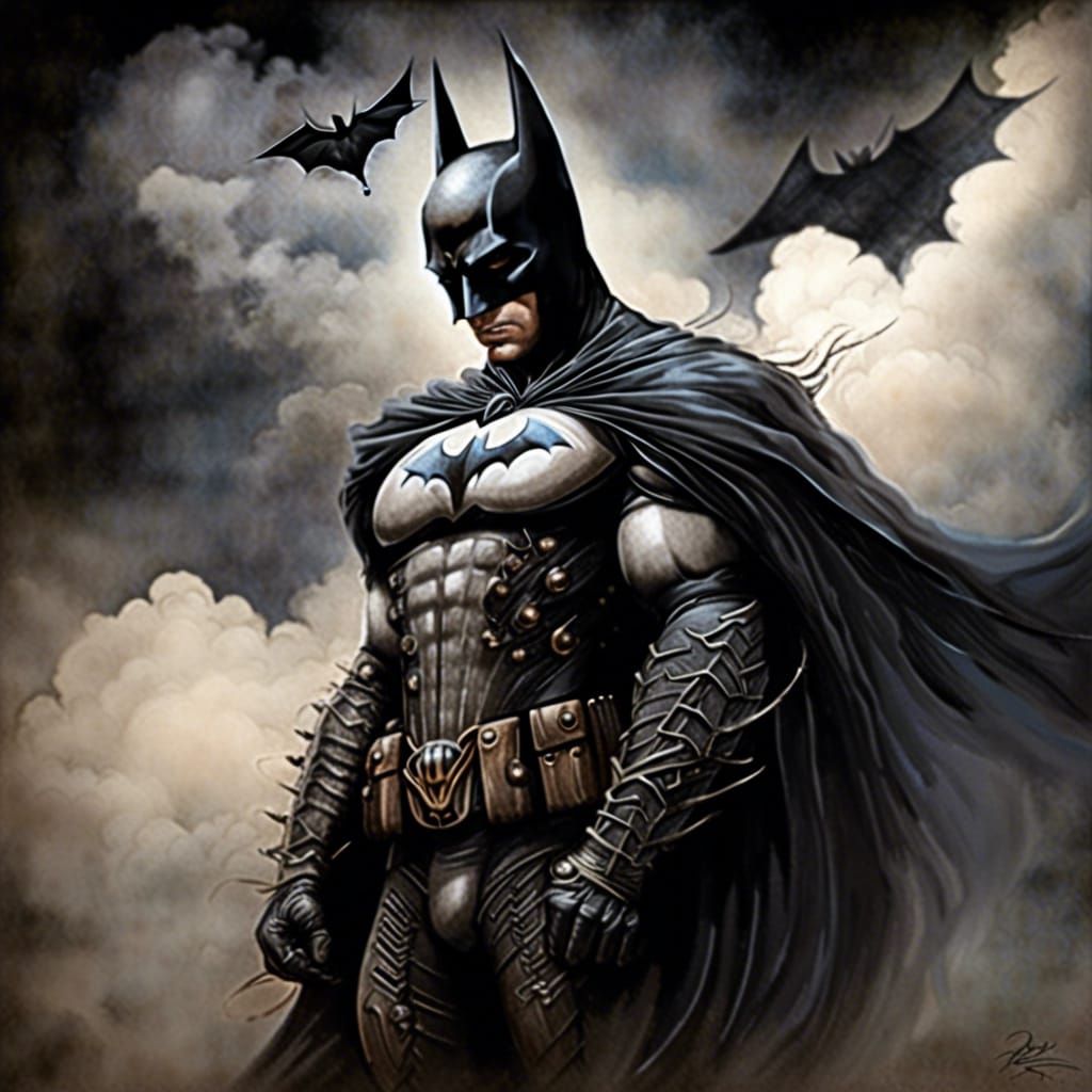 Renaissance Batman Portrait with Clouds
