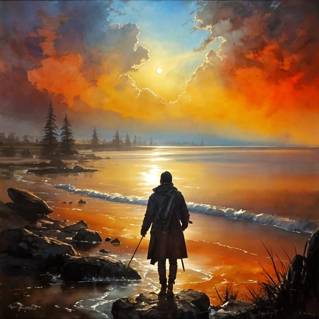 Watercolor Landscape Painting: Serene Scenery