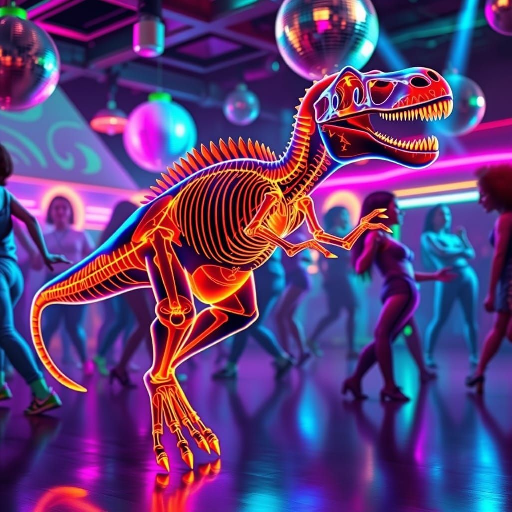 Prehistoric Predator Unleashes Rhythmic Fury in Glowing X-Ra...