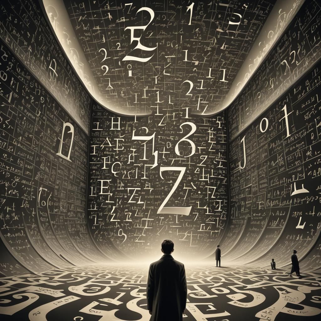 Surreal Mathematician in Escher-Inspired Dreamscape